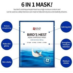 BIRD'S Nest Aqua Ampoule Face Mask 1 Piece NWT